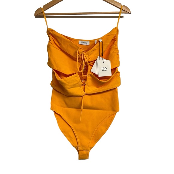 New Sandro Knit Bodysuit With Ring Details in Orange - Picture 3 of 10